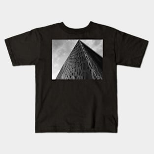 Towering black and white building Kids T-Shirt